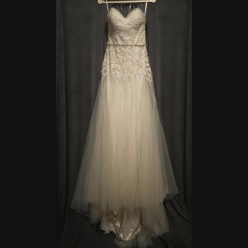 Melissa Sweet Strapless Tulle Sheath Wedding Dress